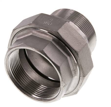 Rp 2'' x R 2'' F/M RVS Borstnippel 3-delig met Vlakke afdichting 16 Bar