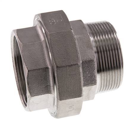 Rp 2'' x R 2'' F/M RVS Borstnippel 3-delig met Vlakke afdichting 16 Bar