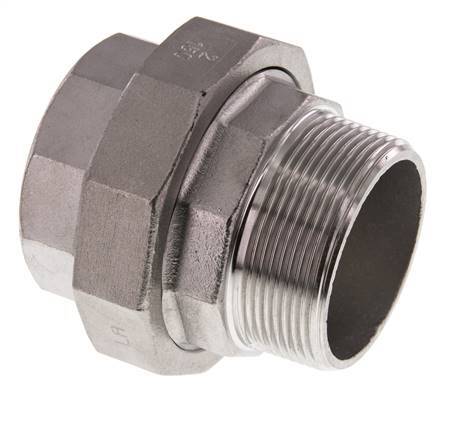Rp 2'' x R 2'' F/M RVS Borstnippel 3-delig met Vlakke afdichting 16 Bar