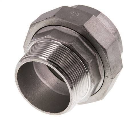 Rp 2'' x R 2'' F/M RVS Borstnippel 3-delig met Vlakke afdichting 16 Bar