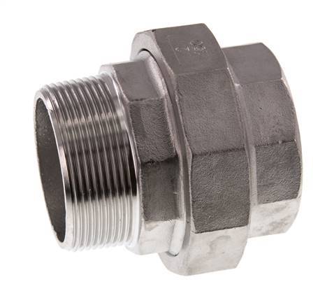 Rp 2'' x R 2'' F/M RVS Borstnippel 3-delig met Vlakke afdichting 16 Bar