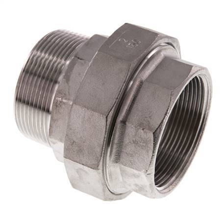 Rp 2'' x R 2'' F/M RVS Borstnippel 3-delig met Vlakke afdichting 16 Bar