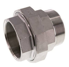 Rp 2 1/2'' x R 2 1/2'' F/M RVS Borstnippel 3-delig met Vlakke afdichting 16 Bar