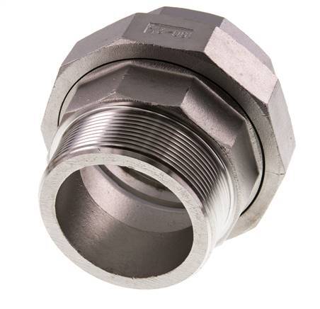 Rp 2 1/2'' x R 2 1/2'' F/M RVS Borstnippel 3-delig met Vlakke afdichting 16 Bar