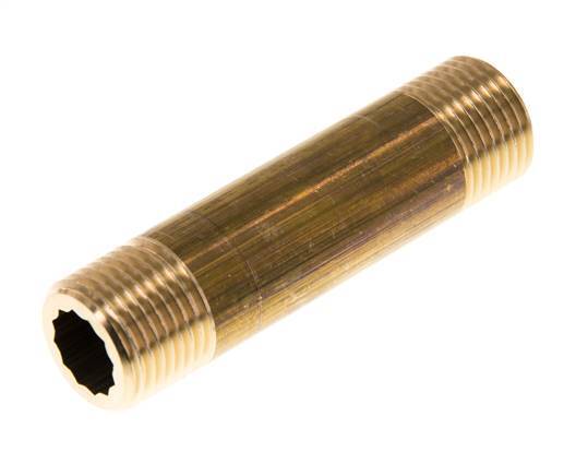 G 1/2'' Messing Dubbele Pijpnippel 16 Bar DIN 2982 - 80mm