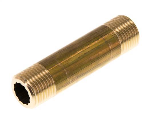 G 1/2'' Messing Dubbele Pijpnippel 16 Bar DIN 2982 - 80mm