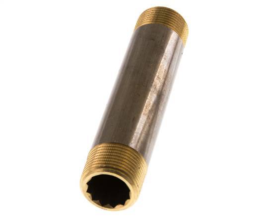 G 3/4'' Brass Double Pipe Nipple 16 Bar DIN 2982 - 120mm