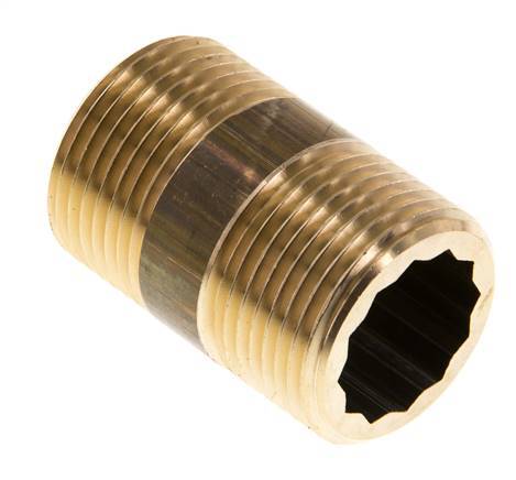 G 3/4'' Messing Dubbele Pijpnippel 16 Bar DIN 2982 - 40mm
