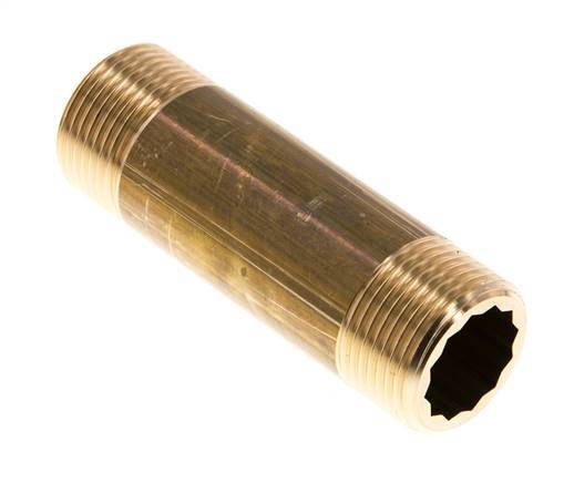 G 3/4'' Messing Dubbele Pijpnippel 16 Bar DIN 2982 - 80mm