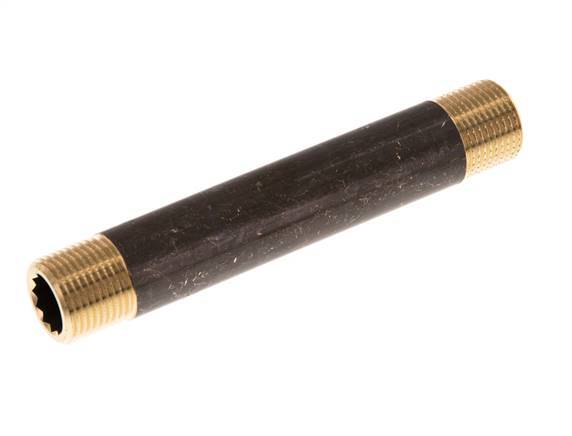 G 3/8'' Brass Double Pipe Nipple 16 Bar DIN 2982 - 100mm