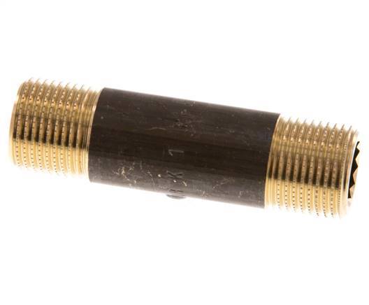 G 3/8'' Messing Dubbele Pijpnippel 16 Bar DIN 2982 - 60mm
