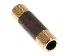 G 3/8'' Messing Dubbele Pijpnippel 16 Bar DIN 2982 - 60mm