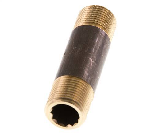 G 3/8'' Messing Dubbele Pijpnippel 16 Bar DIN 2982 - 60mm