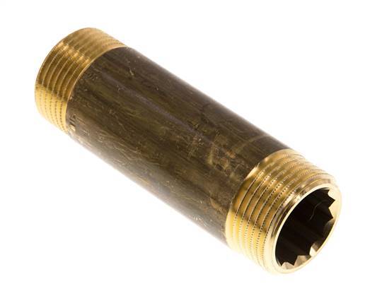 G 1'' Brass Double Pipe Nipple 16 Bar DIN 2982 - 100mm