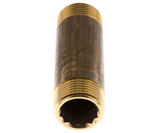 G 1'' Brass Double Pipe Nipple 16 Bar DIN 2982 - 100mm