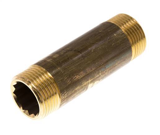 G 1'' Brass Double Pipe Nipple 16 Bar DIN 2982 - 100mm
