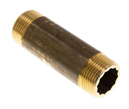 G 1'' Brass Double Pipe Nipple 16 Bar DIN 2982 - 100mm