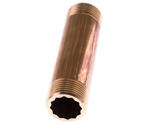 G 1'' Brass Double Pipe Nipple 16 Bar DIN 2982 - 120mm