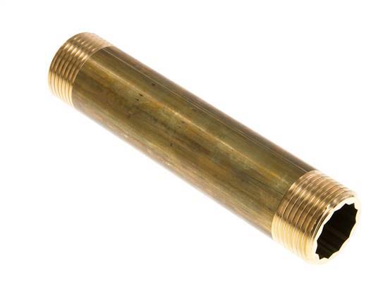G 1'' Brass Double Pipe Nipple 16 Bar DIN 2982 - 150mm
