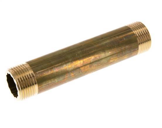 G 1'' Brass Double Pipe Nipple 16 Bar DIN 2982 - 150mm