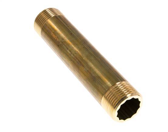 G 1'' Brass Double Pipe Nipple 16 Bar DIN 2982 - 150mm