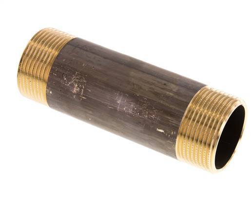 G 1 1/4'' Brass Double Pipe Nipple 16 Bar DIN 2982 - 120mm