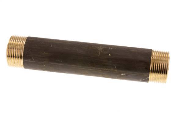 G 1 1/4'' Brass Double Pipe Nipple 16 Bar DIN 2982 - 200mm