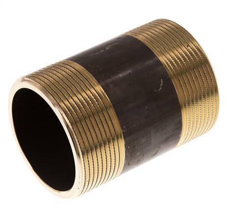 G 2'' Brass Double Pipe Nipple 16 Bar DIN 2982 - 80mm