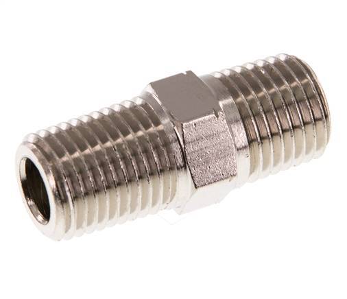 1/4'' NPT x R 1/4'' Vernikkeld Messing Borstnippel 60 Bar
