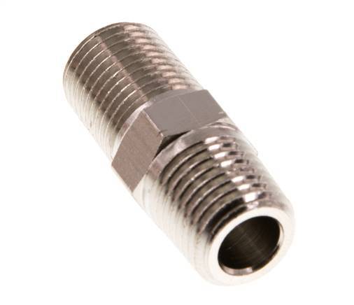 1/4'' NPT x R 1/4'' Vernikkeld Messing Borstnippel 60 Bar