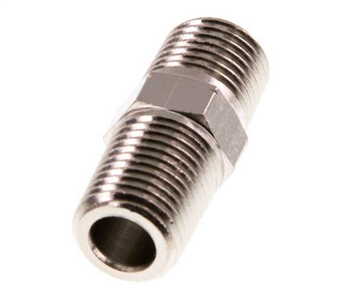 1/4'' NPT x R 1/4'' Vernikkeld Messing Borstnippel 60 Bar