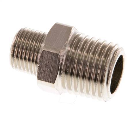 R 1/4'' x R 1/8'' Nickel plated Brass Double Nipple 16 Bar [10 Pieces]