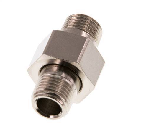 R 1/8'' Nickel plated Brass Double Nipple 3-pieces with Conically sealing 16 Bar [2 Pieces]