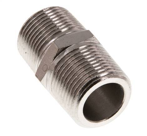 3/4'' NPT x R 3/4'' Vernikkeld Messing Borstnippel 60 Bar