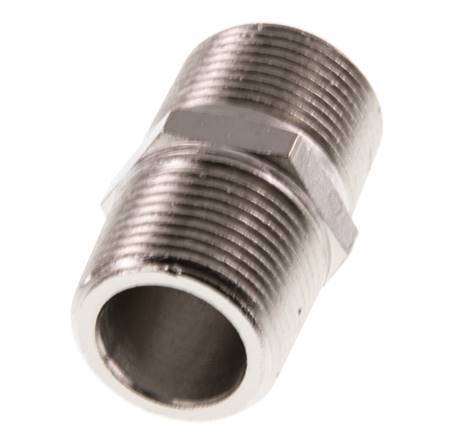3/4'' NPT x R 3/4'' Vernikkeld Messing Borstnippel 60 Bar