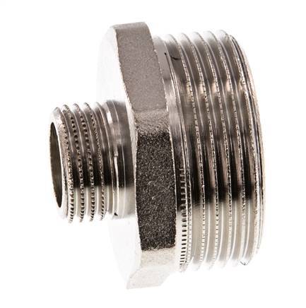 G 1 1/4'' x G 1/2'' Vernikkeld Messing Borstnippel 16 Bar