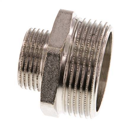 G 1 1/4'' x G 3/4'' Vernikkeld Messing Borstnippel 16 Bar