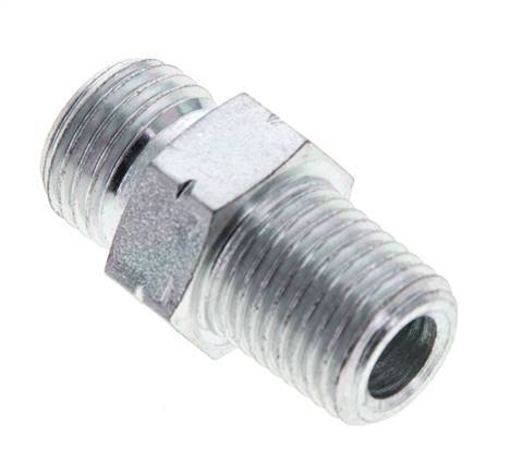 UNF 9/16''-18 x 1/4'' NPT Zinc plated Steel Double Nipple ORFS 630 Bar - Hydraulic