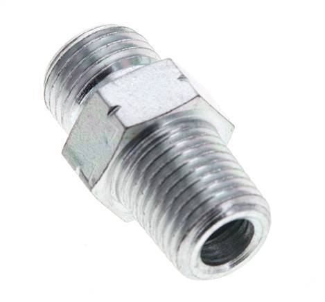 UNF 9/16''-18 x 1/4'' NPT Zinc plated Steel Double Nipple ORFS 630 Bar - Hydraulic