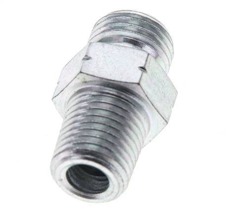 UNF 9/16''-18 x 1/4'' NPT Zinc plated Steel Double Nipple ORFS 630 Bar - Hydraulic