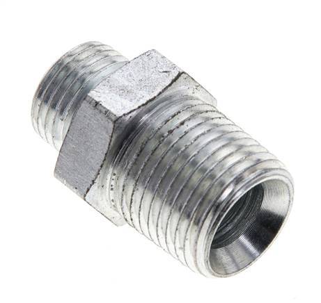 UN 11/16''-16 x 1/2'' NPT Verzinkt Stalen Borstnippel ORFS 630 Bar - Hydrauliek