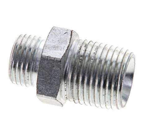 UN 11/16''-16 x 1/2'' NPT Verzinkt Stalen Borstnippel ORFS 630 Bar - Hydrauliek