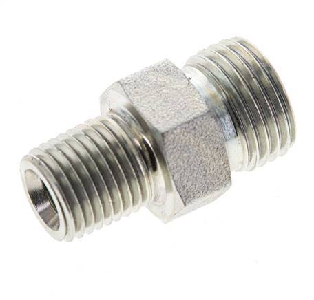 UN 11/16''-16 x 1/4'' NPT Verzinkt Stalen Borstnippel ORFS 630 Bar - Hydrauliek