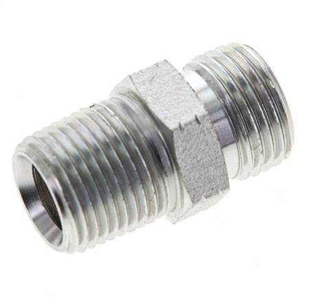 UN 11/16''-16 x 3/8'' NPT Verzinkt Stalen Borstnippel ORFS 630 Bar - Hydrauliek