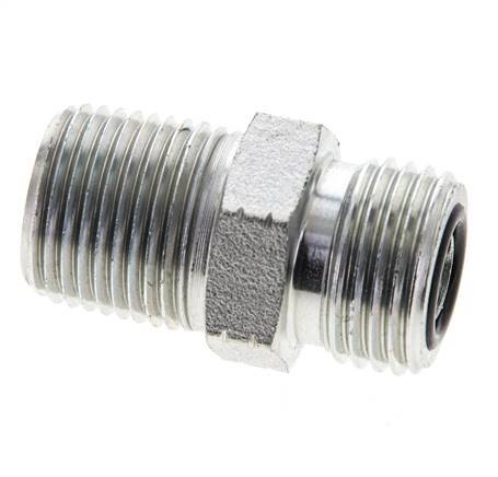 UN 11/16''-16 x 3/8'' NPT Verzinkt Stalen Borstnippel ORFS 630 Bar - Hydrauliek