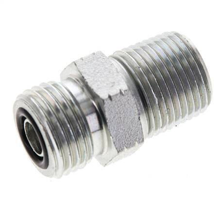 UN 11/16''-16 x 3/8'' NPT Verzinkt Stalen Borstnippel ORFS 630 Bar - Hydrauliek