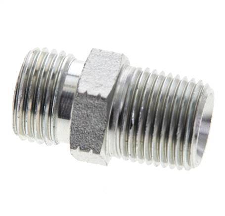 UN 11/16''-16 x 3/8'' NPT Verzinkt Stalen Borstnippel ORFS 630 Bar - Hydrauliek