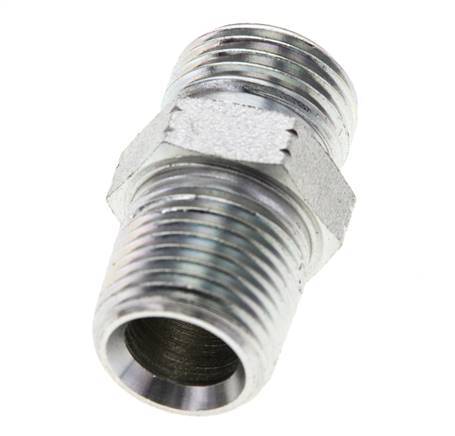 UN 11/16''-16 x 3/8'' NPT Verzinkt Stalen Borstnippel ORFS 630 Bar - Hydrauliek