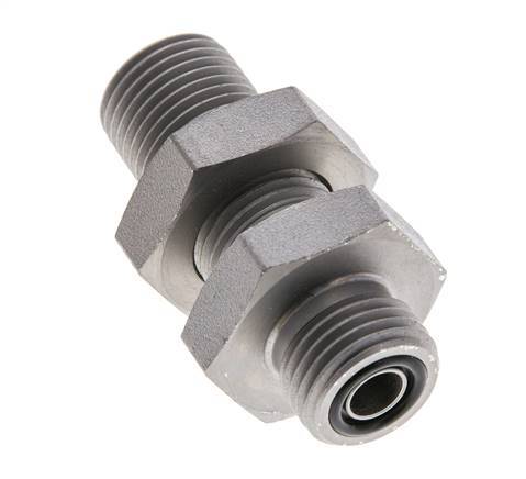 UN 11/16''-16 Male Zinc plated Steel Bulkhead Fitting ORFS 630 Bar - Hydraulic