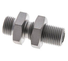 UN 11/16''-16 Male Zinc plated Steel Bulkhead Fitting ORFS 630 Bar - Hydraulic